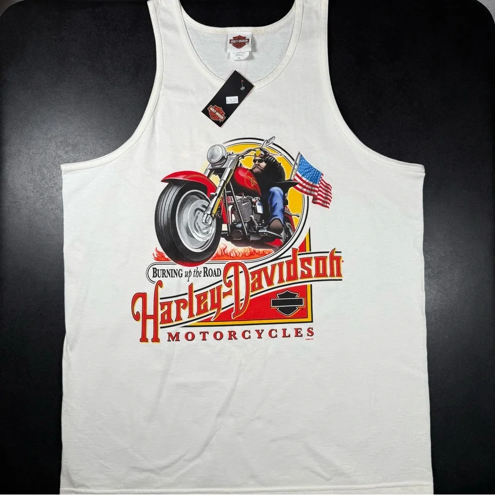 Lot of 2 - NWT Vintage Harley-Davidson Tank Top Biker Eagle USA Flag XL - Picture 2 of 15